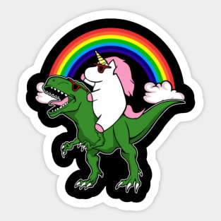 Unicorn Riding Dinosaur T Shirt T rex Kids Girls Sticker